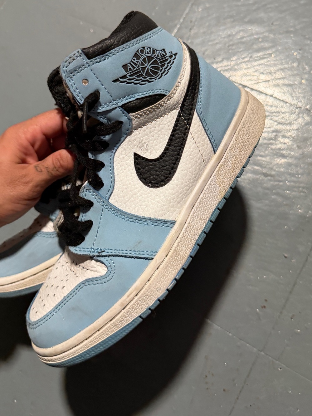 Jordan Kids Light Blue, White & Black High-Top Sneakers